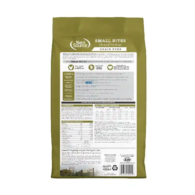 NutriSource Dog Ckn Pea Grain Free Sm Bites 5#
