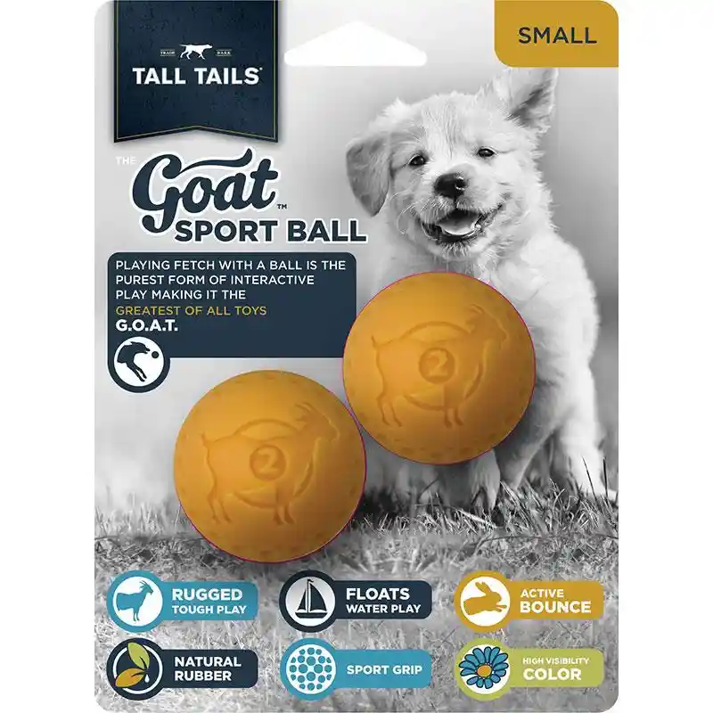 Tall Tails Dog Toy GOAT Ball 2" Yellow