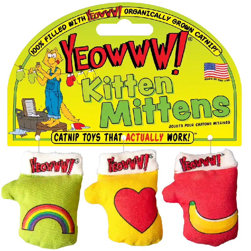Yeowww Catnip Kitten Mittens 3pk