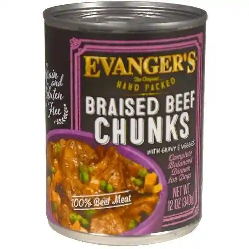 Evanger Dog Can Hand Packed Braised Bf Chunks 12-oz