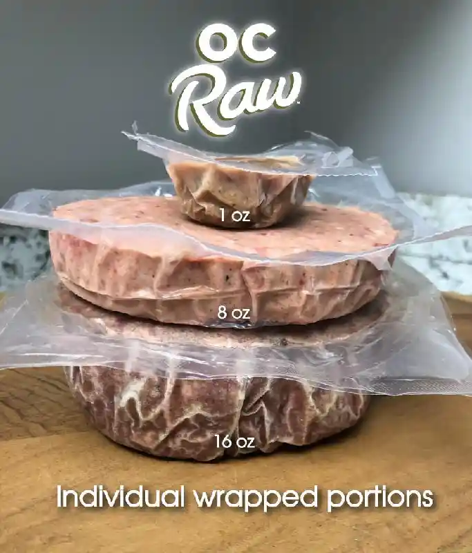 OC Raw Dog Frozen Beef Sliders 4 Lbs