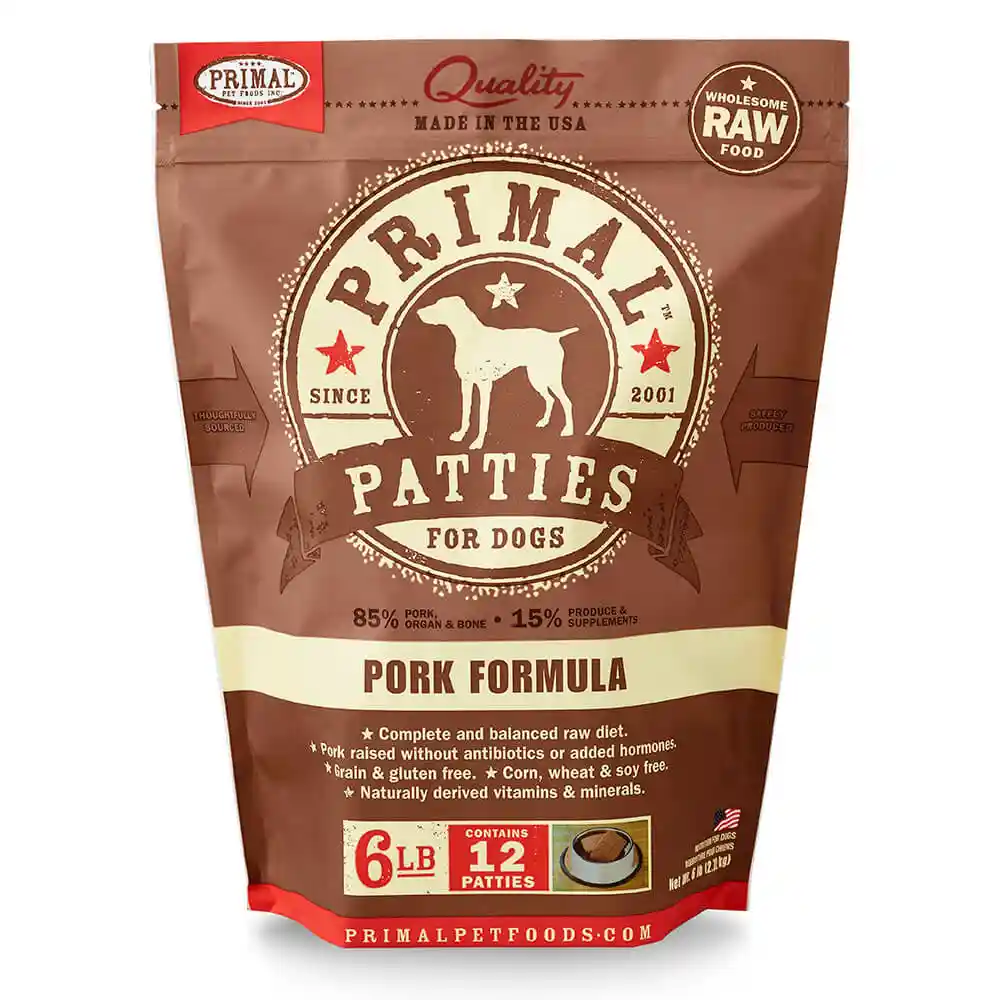 Primal Dog Frzn Pork Patties 6#