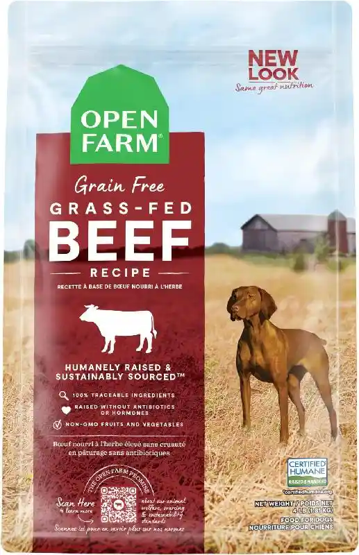 Open Farm Dog Grass Fed Beef & Ancient Grains Kibble 4 Lb
