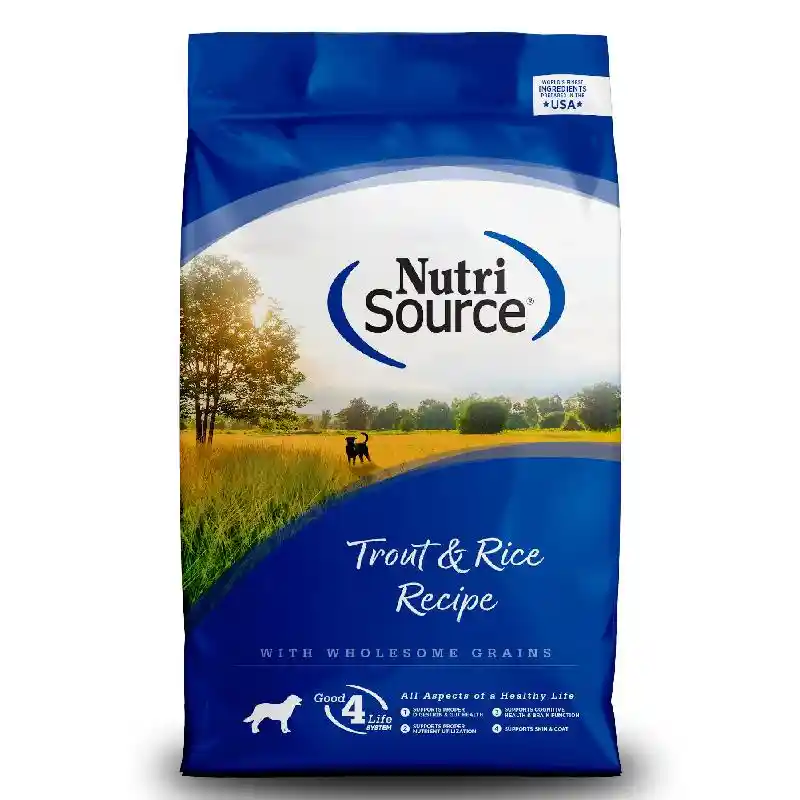 NutriSource Dog Trout & Brn Rice 26#