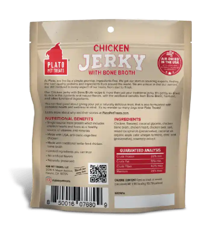 Plato Jerky Ckn W/ Bone Broth 7-oz
