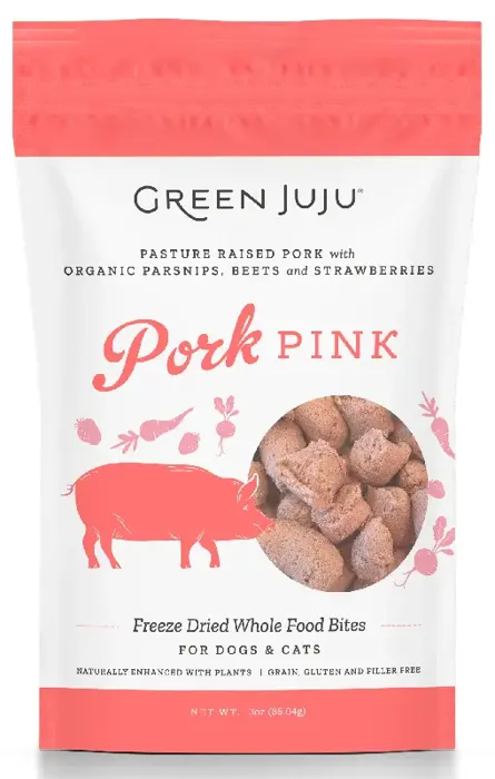 Green Juju Pork Pink Freeze-dried Whole Food Bites For Dogs & Cats 3-oz