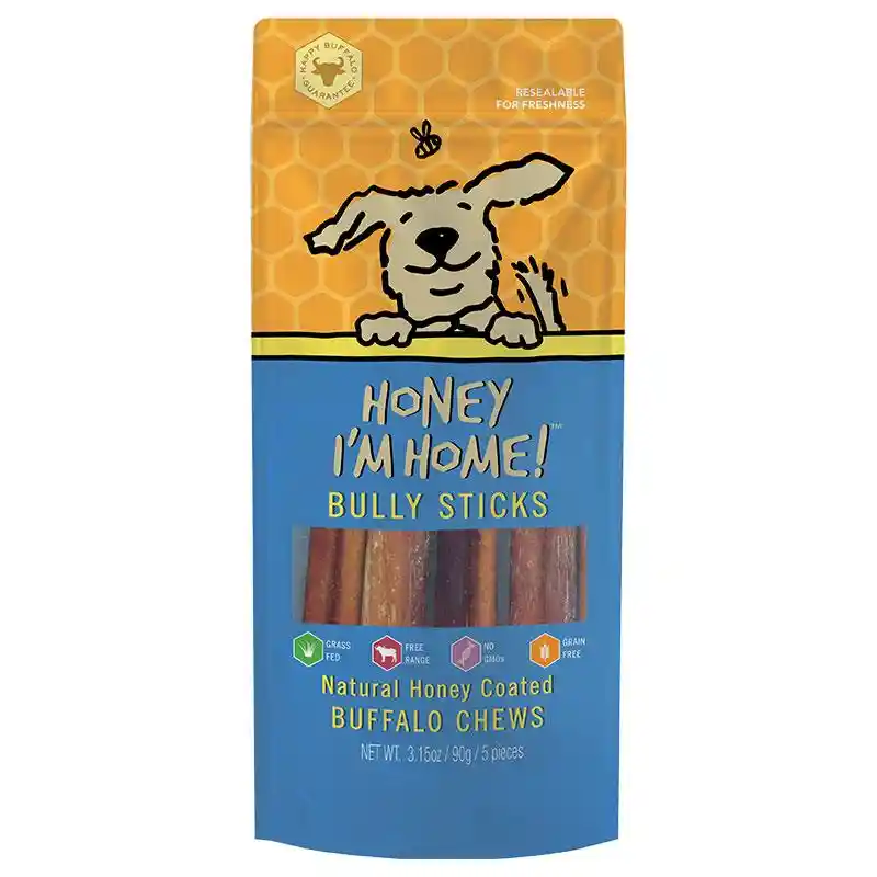 Honey I'm Home Honey Coated Buffalo Bully Stick 6"