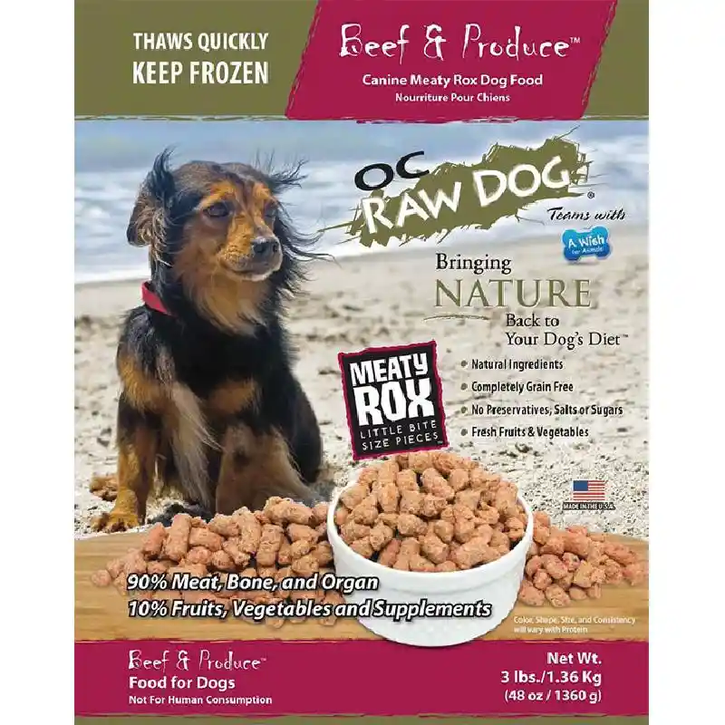 OC Raw Dog Frozen Beef & Produce Rox 3 Lbs