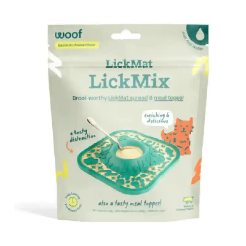 Woof Dog Treat Lick Mat Mix Bacon Cheese 5.5oz