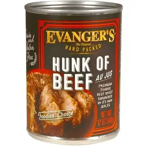 Evanger Dog Can Hand Packed Hunk of Bf 12-oz