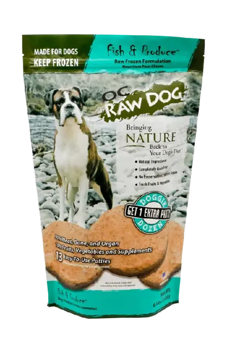 Oc Raw Dog Frozen Fish & Produce Bulk 18 Lbs