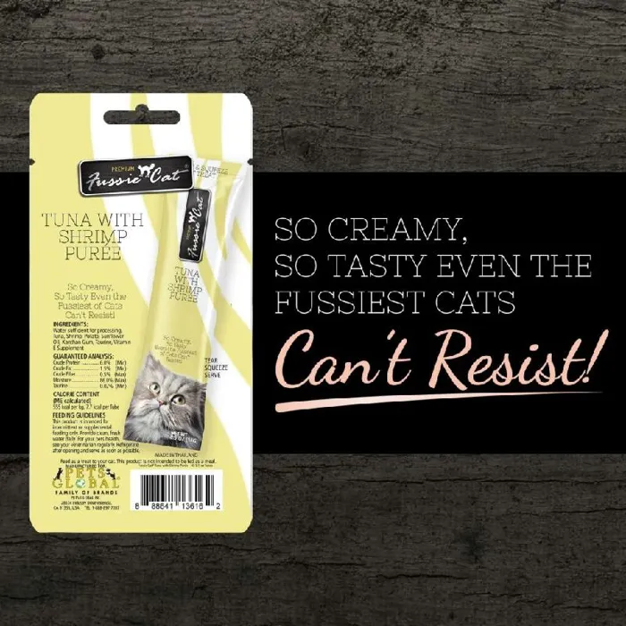 Fussie Cat Treat Tuna Shrimp Puree 4/.05-oz