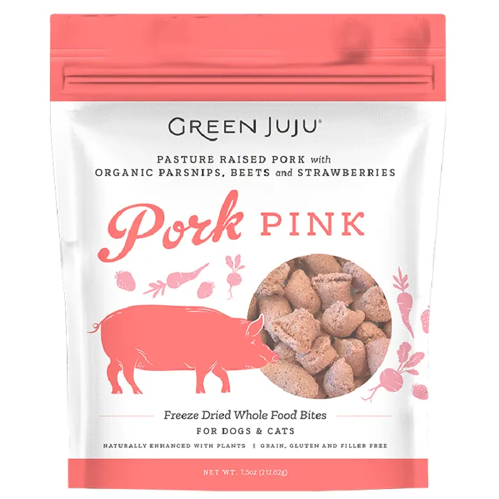 Green Juju Pork Pink Freeze-dried Whole Food Bites For Dogs & Cats 7.5-oz