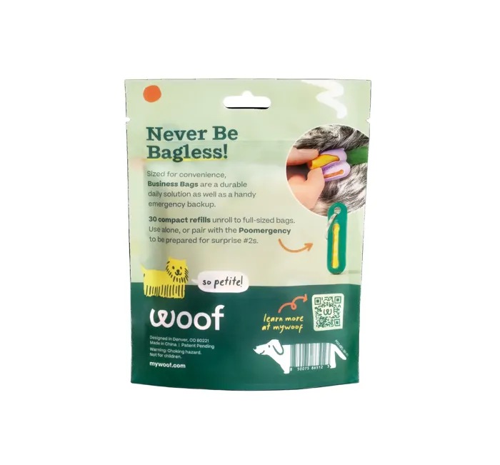 Woof Business Bags 30-count refill pack back