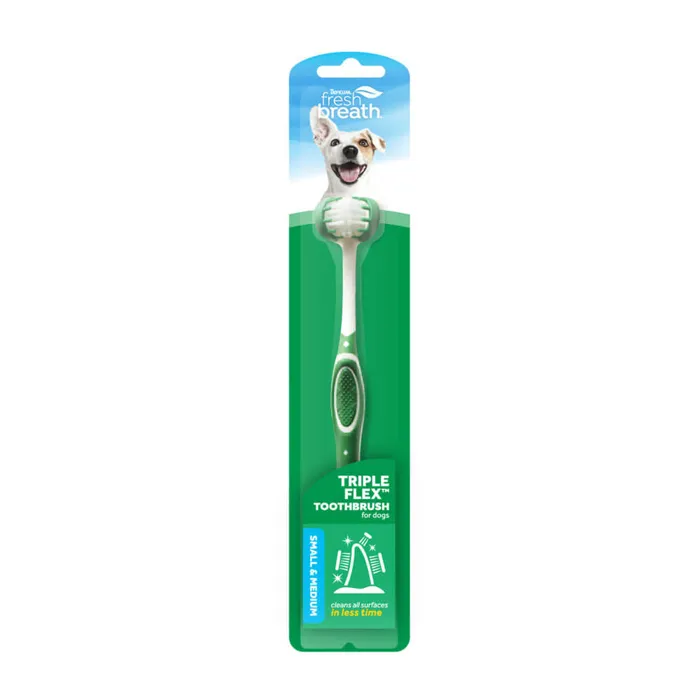 Tropiclean Fresh Breath Oral Care Triple Flex Toothbrush Dog Small