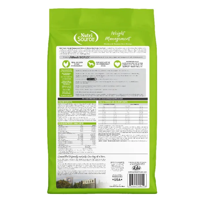 NutriSource Dog Ckn & Rice Weight Management 26#