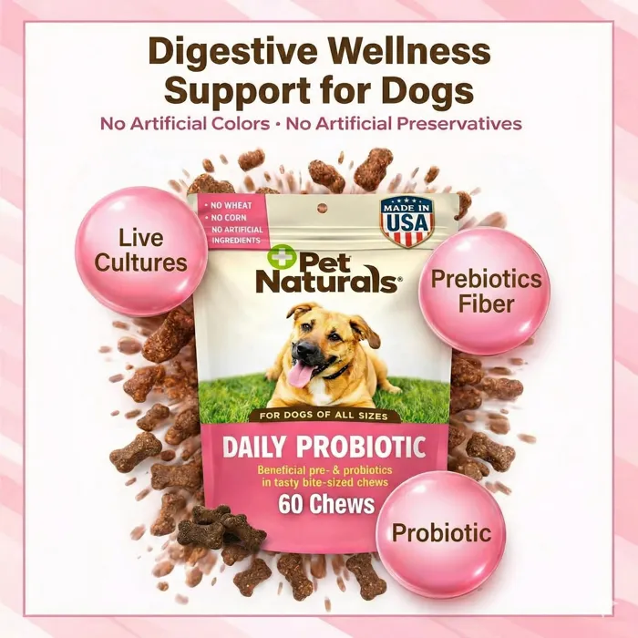 Pet Naturals Daily Probiotic dogs 60 chews wellness graphic
